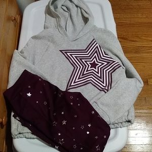 Girls star hoodie and leggings XL 14-16